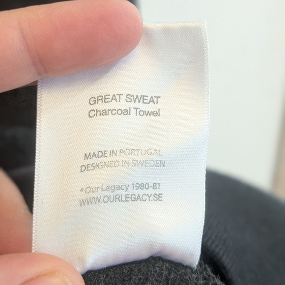 Our Legacy Great Sweat Charcoal Towel Sweatshirt - Picture 5 of 5